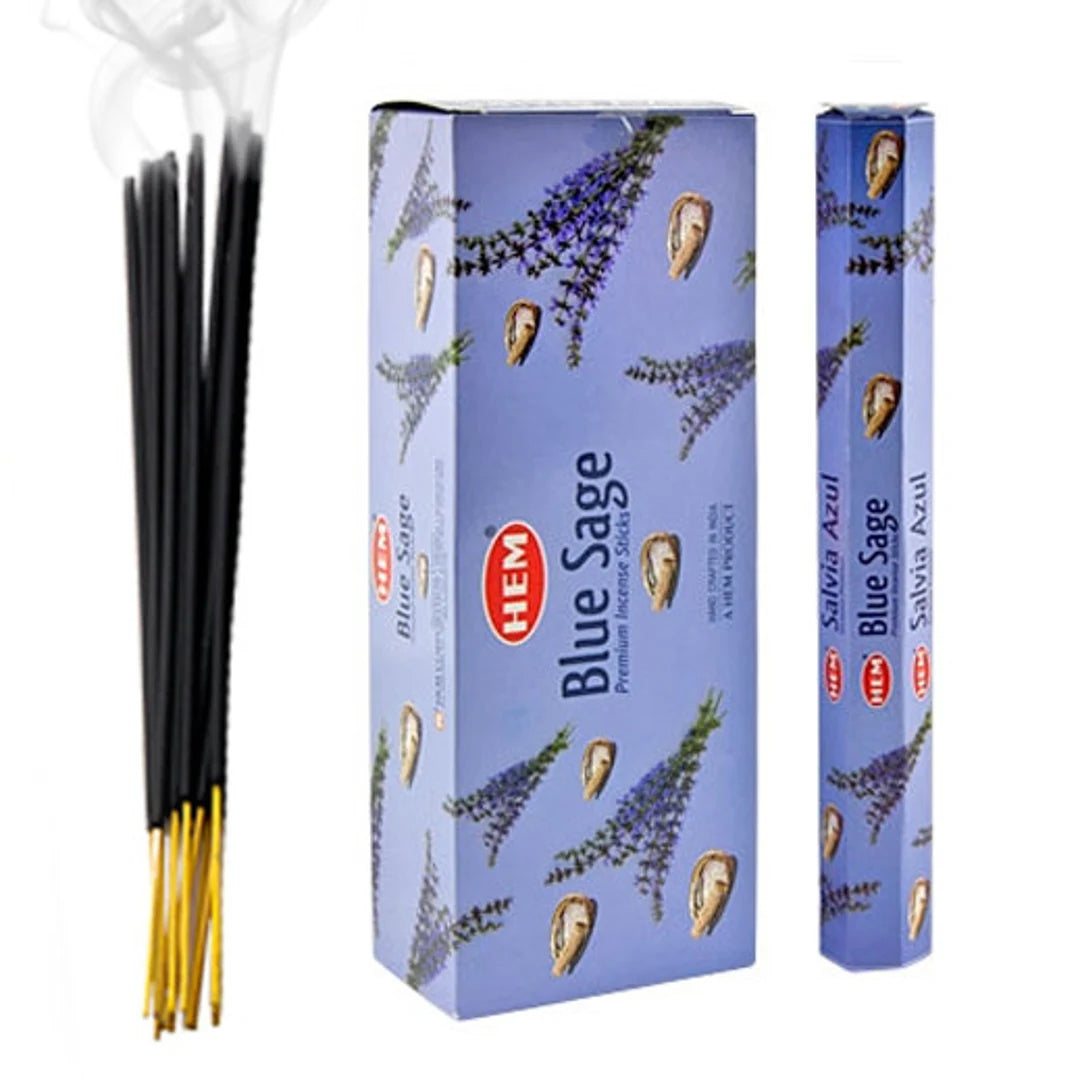 Hem Blue Sage - Incenso Indiano Bastoncini Fatti a mano Salvia Blu - 20 Stick