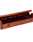 Bruciaincenso Scatola 7 Chakra in Legno Intagliato per Incenso in Bastoncini e Coni - Portaincenso 31cm - clorophilla-shop