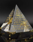 Piramide Antico Egitto in Cristallo di Vetro con Simboli Egiziani e Supporti in Metallo - Artigianato di Qualità 6cm
