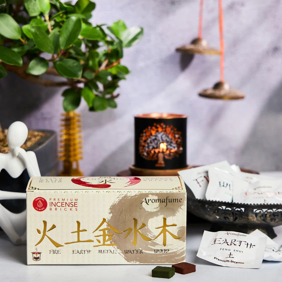 Aromafume Feng Shui Kit Bruciaincenso + 15 Mattoncini di Incenso 5 Elementi - Niente Fumo e Cenere - clorophilla-shop