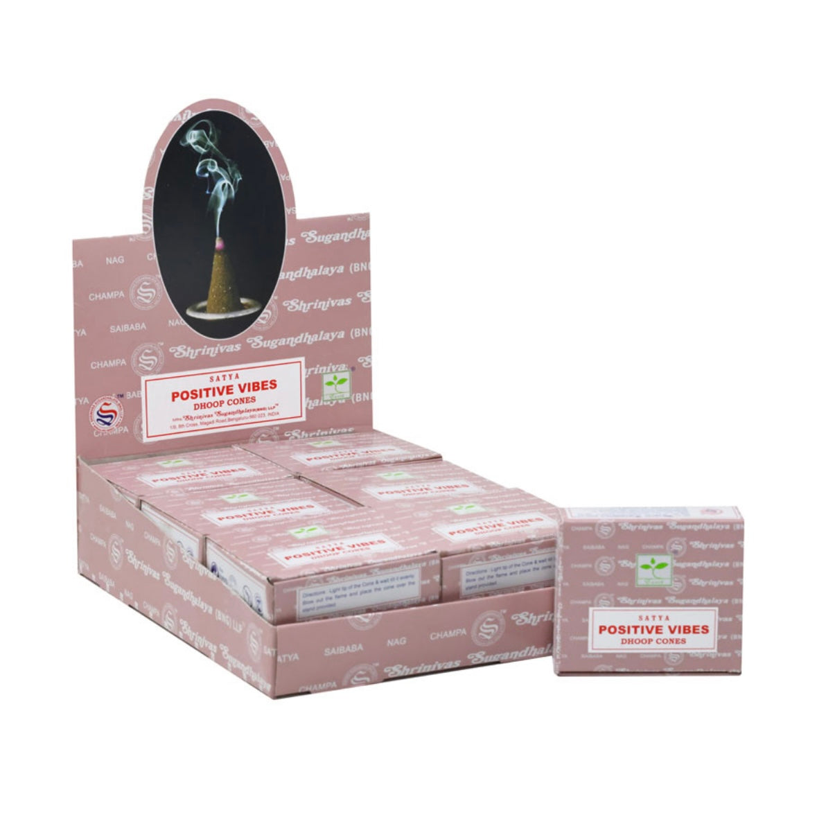 Satya positive vibes incense in 100% natural cones - support included