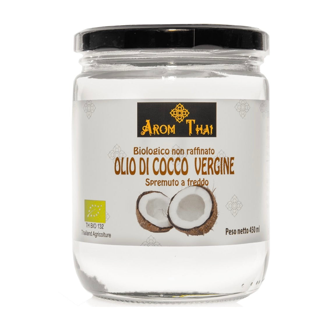 Arom Thai - Olio di Cocco puro 100% Biologico non raffinato Made in Thailandia - Diversi formati - clorophilla-shop