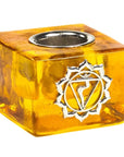 Portacandela Manipura 3 Chakra del Plesso Solare in vetro - Foro da 22mm