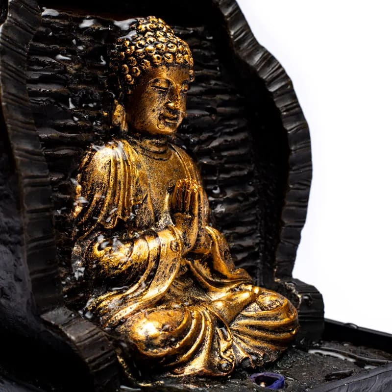 Fontana d'acqua Zen con Buddha in preghiera - Luce LED integrata - clorophilla-shop