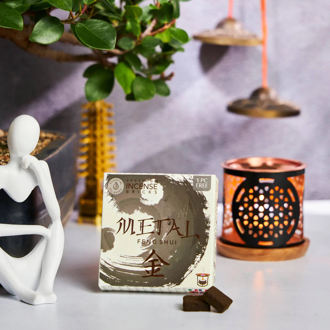 Aromafume Feng Shui METAL Mattoncini Incenso Elemento Metallo - Niente fumo e cenere - clorophilla-shop