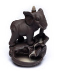 Bruciaincenso a cascata Elefante in ceramica per Incenso in bastoncini e coni - Portaincenso a fontana 17cm - clorophilla-shop
