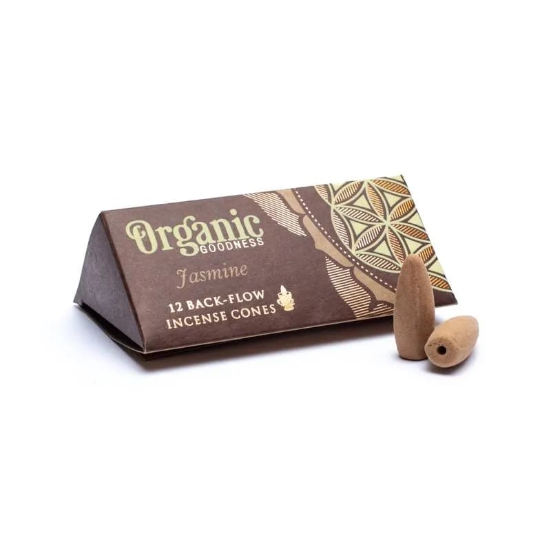 Organic Goodness Jasmine Coni Incense with Reflux Backflow for Bruciava Cascata - 12 Coni