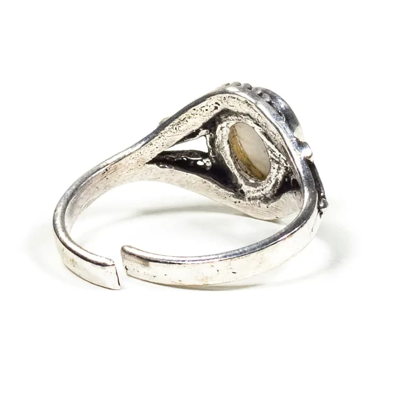 Anello in Ottone con Cristallo di Rocca senza Nichel - Regolabile - clorophilla-shop
