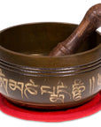 Campana Tibetana Om con Decorazioni in Set Regalo - Batacchio e Cuscino Inclusi - clorophilla-shop