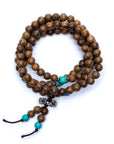 Mala Tibetana in Legno e Dorje con filo elastico - Collana Rosario 108 Grani in legno e 3 grani ornamentali