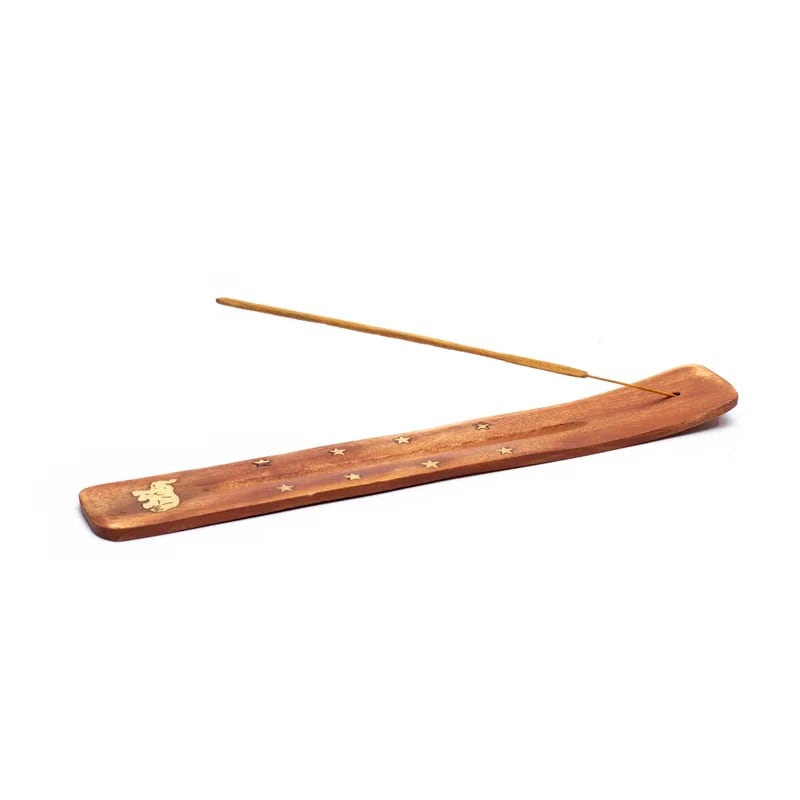 Bruciaincenso Elefante in Legno per Incenso in Bastoncini - Portaincenso Stick 25cm - clorophilla-shop