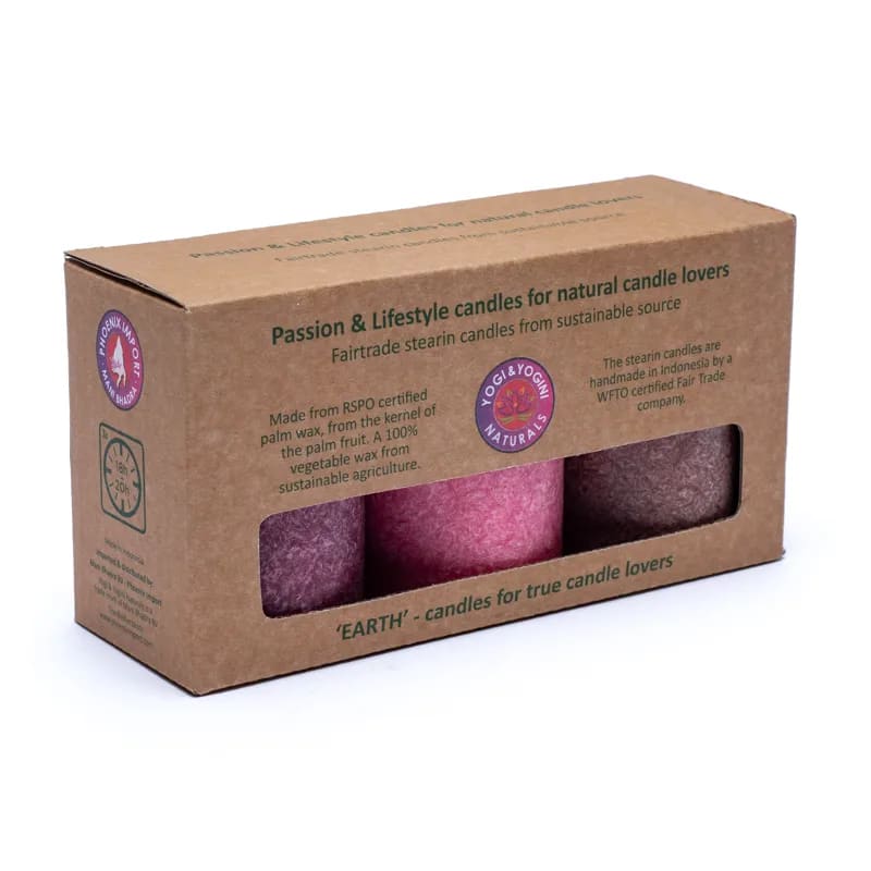 Candele colorate non profumate EARTH - Set 3 pz - clorophilla-shop