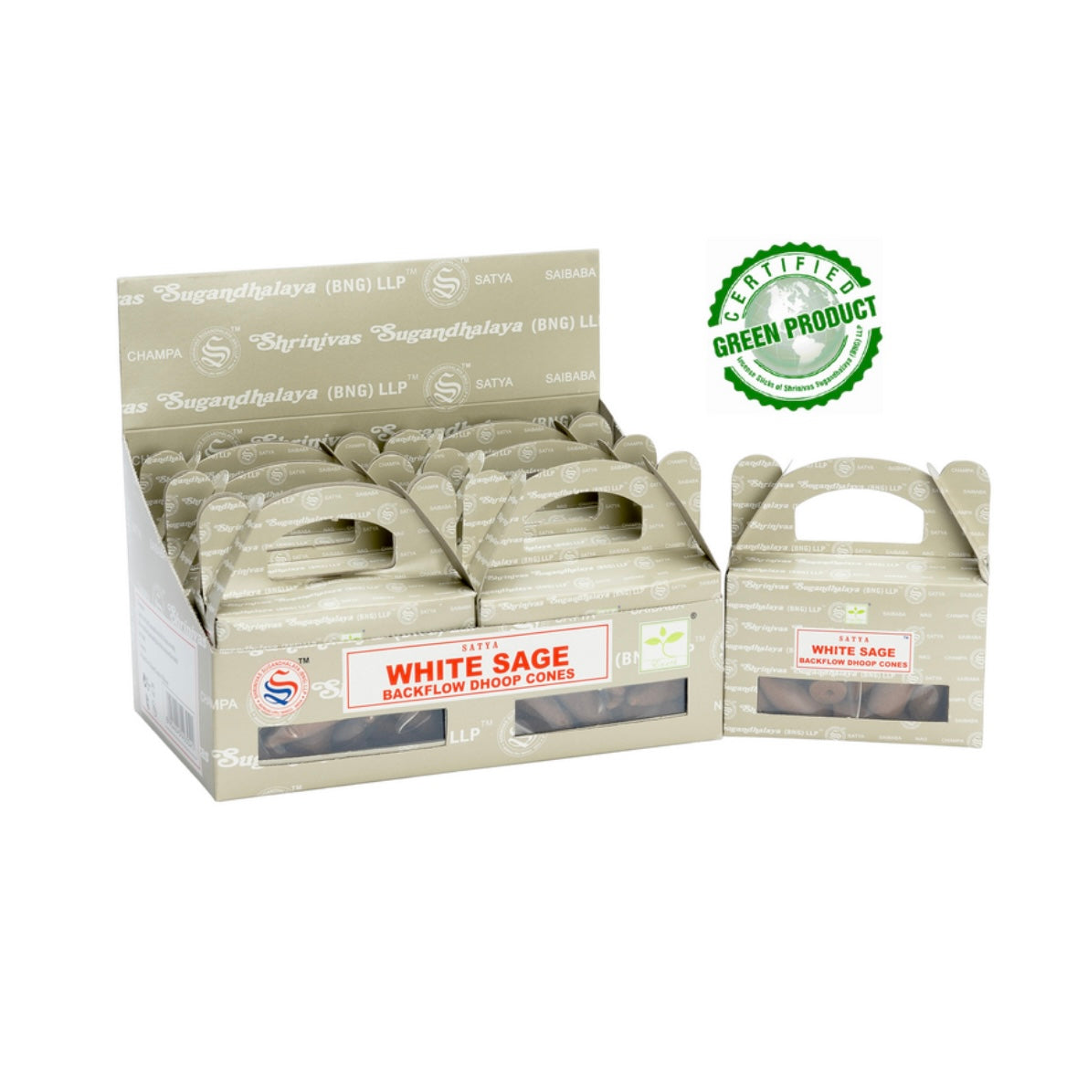 Satya White Sage Coni Backflow Reflux Incense for Bruciava Cascata - 24 Coni