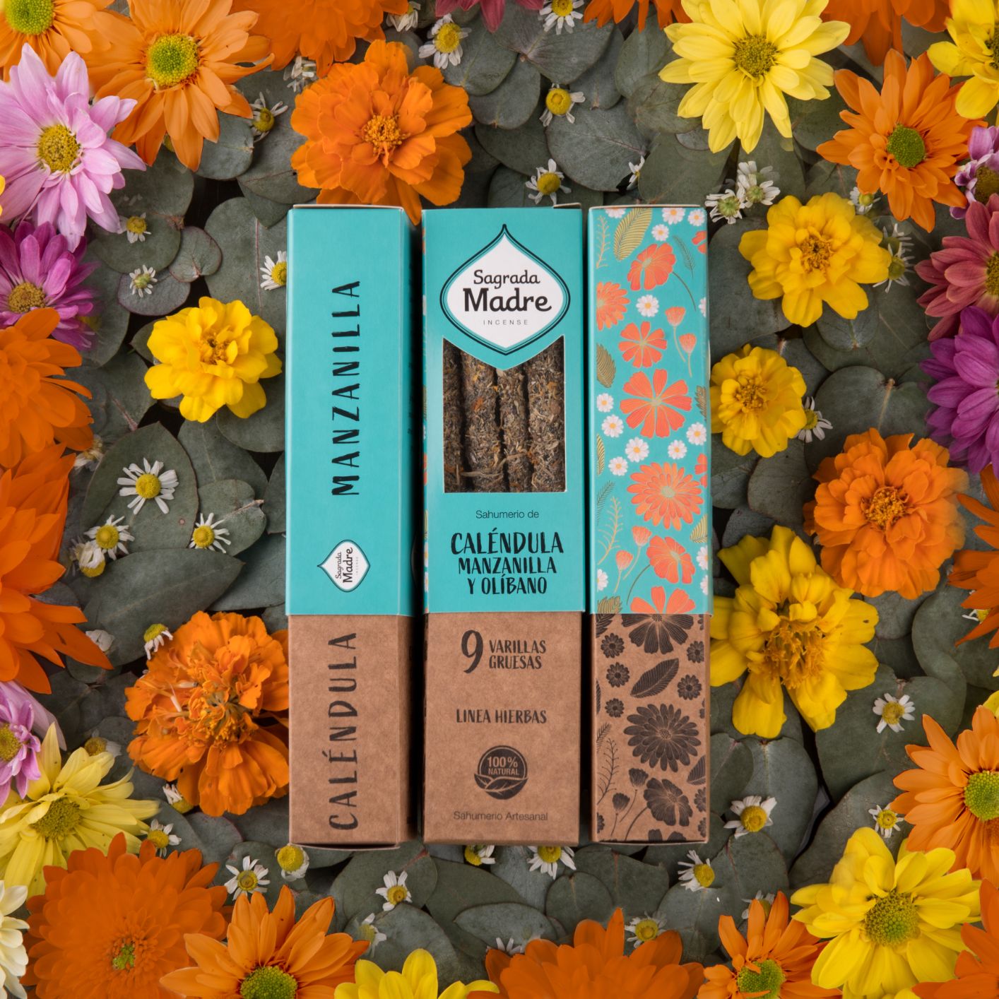 Sagrada Madre Chamomile Incenso botanico in bastoncini - Camomilla, Calendula e Olibano