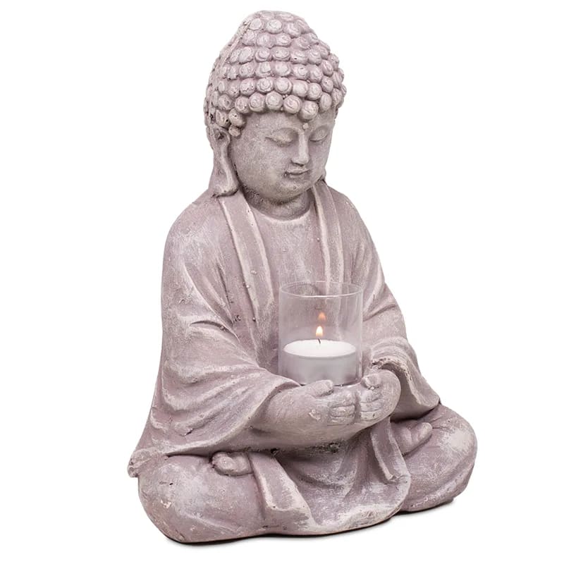 Statua di Buddha in vetro cemento portalumino - bicchiere di vetro inc –  clorophilla-shop