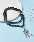 Collana Indonesiana in pietra lavica con acchiappasogni - clorophilla-shop