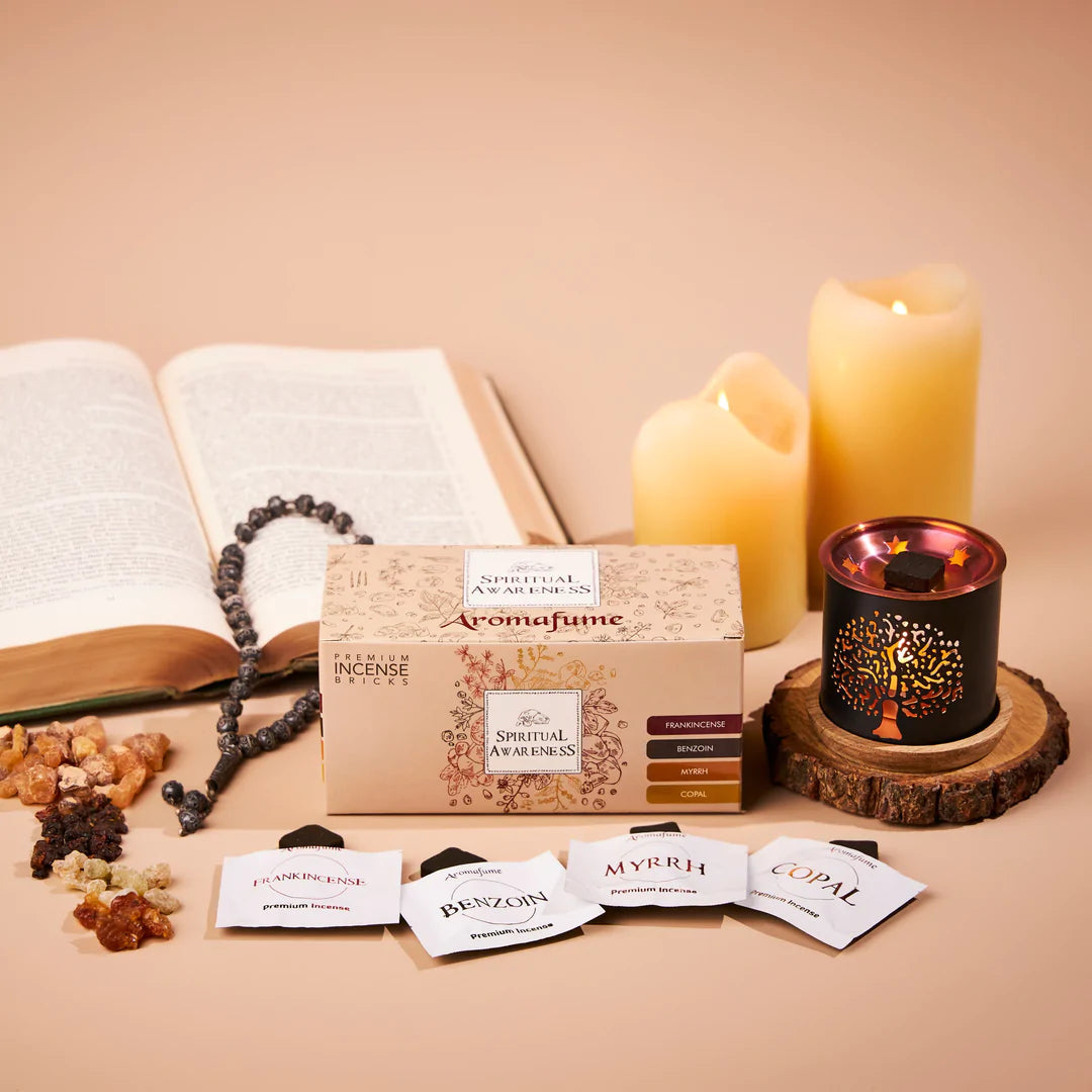 Aromafume "Spiritual Awareness" Kit Bruciaincenso + 12 Mattoncini di Incenso - Niente Fumo e Cenere - clorophilla-shop