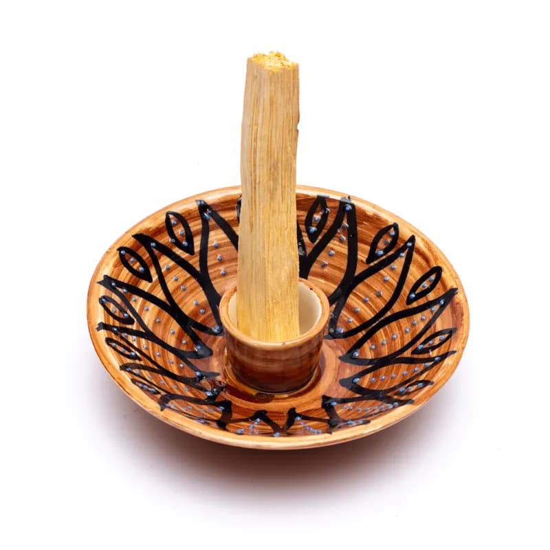 Bruciaincenso Palo Santo in ceramica decorato - Portaincenso Made in India - clorophilla-shop