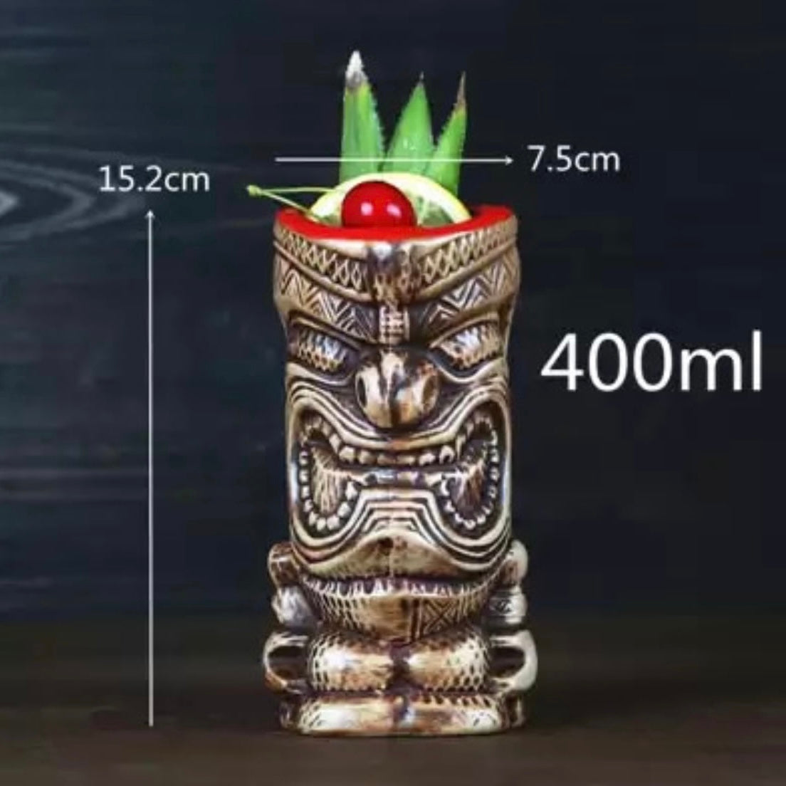 Tazza Tiki in Ceramica Dipinta e Cotta a Mano da usare per Cocktail o come Originale Vaso - Diverse Varianti