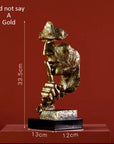 Retro sculpture statue "I don't see - I don't hear - I don't speak" in resin 33cm - available in golden and silver