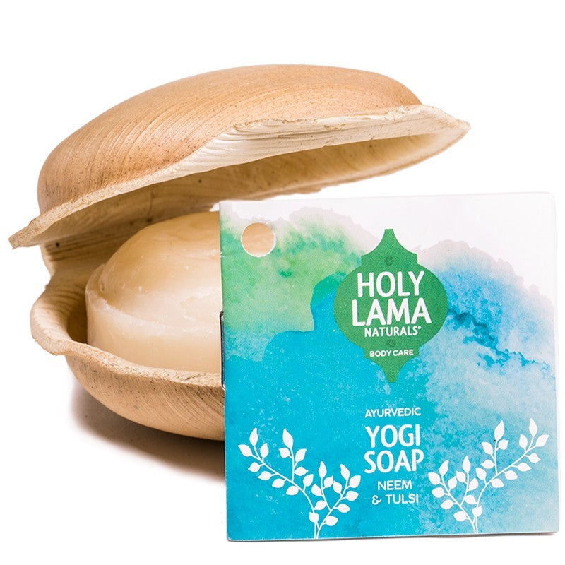 Holy Lama YOGI Sapone Ayurvedico Neem e Tulsi - confezionato in Foglia di Palma Naturale