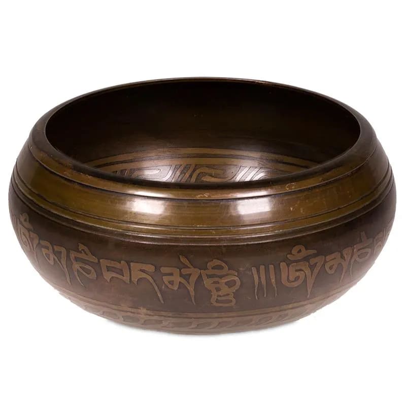 Campana Tibetana incisa con Tara e Mantra 550g - clorophilla-shop