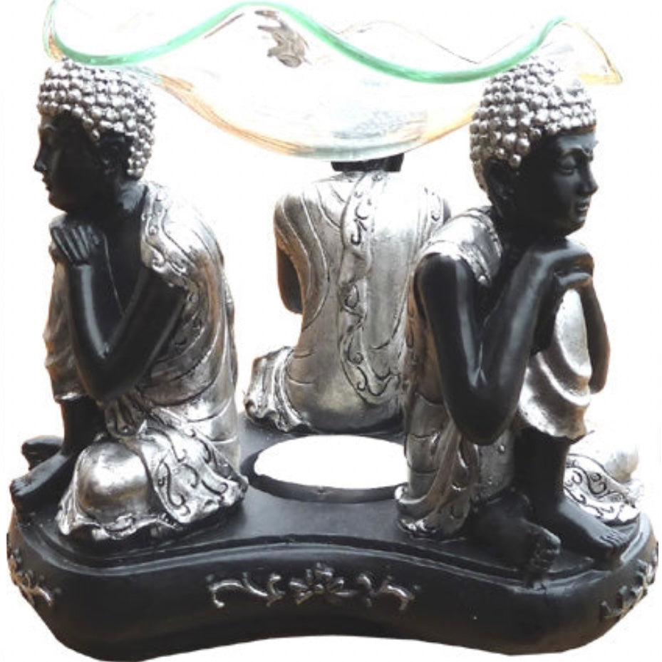 Diffusore Bruciatore Olio 3 Buddha in resina - Brucia Essenze - clorophilla-shop