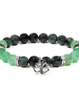 Bracciale elastico Diaspro Kambaba e Avventurina verde con trifoglio - clorophilla-shop