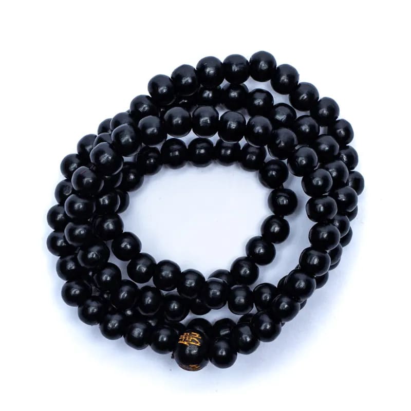 Tibetan Mala in colorful maple wood with elastic wire - Rosary necklace 108 grains - imitation of ebony wood - can also be used as bracelet