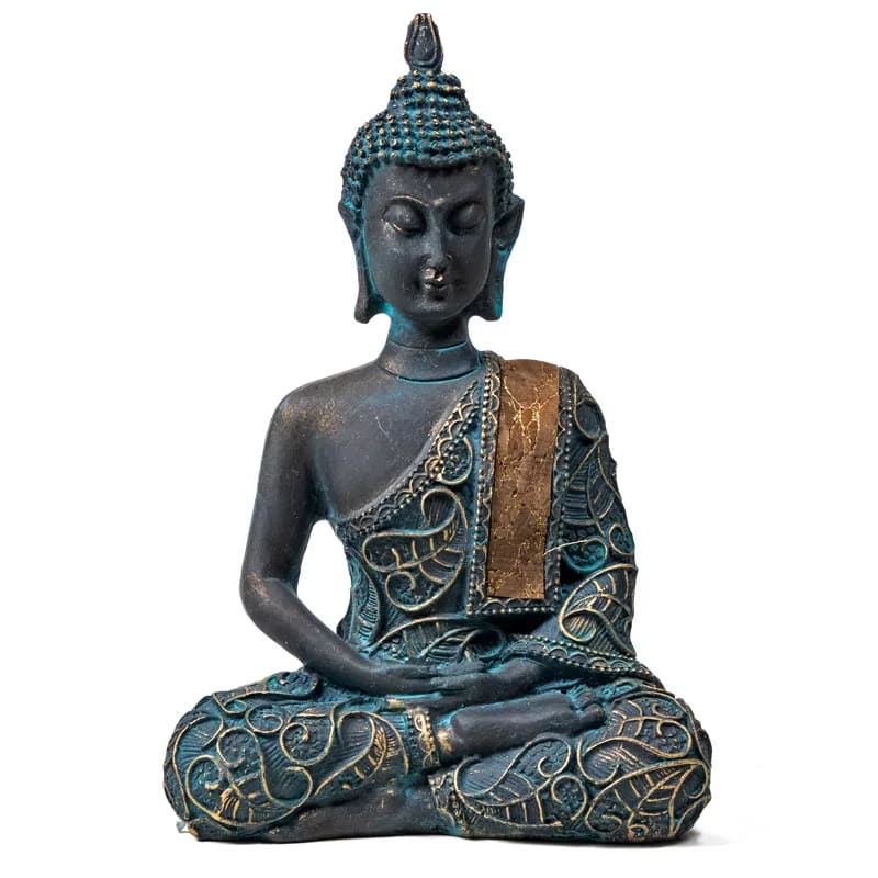 Statua Buddha in Meditazione con Mudra in Stile Antico - 14cm
