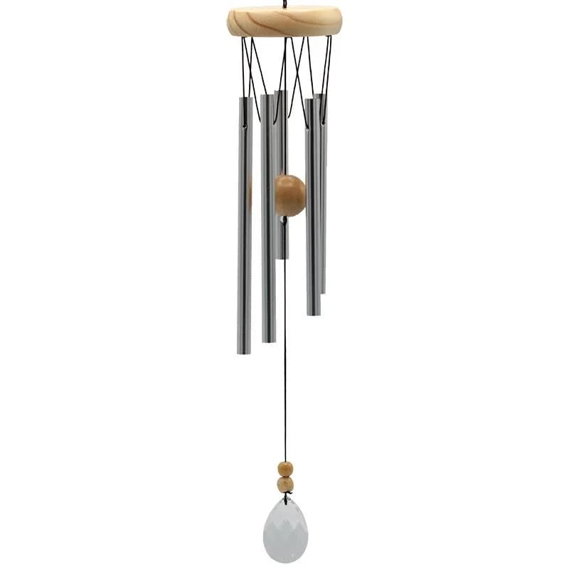 Campana a Vento 5 tubi con cattura vento in cristallo - 48cm - clorophilla-shop