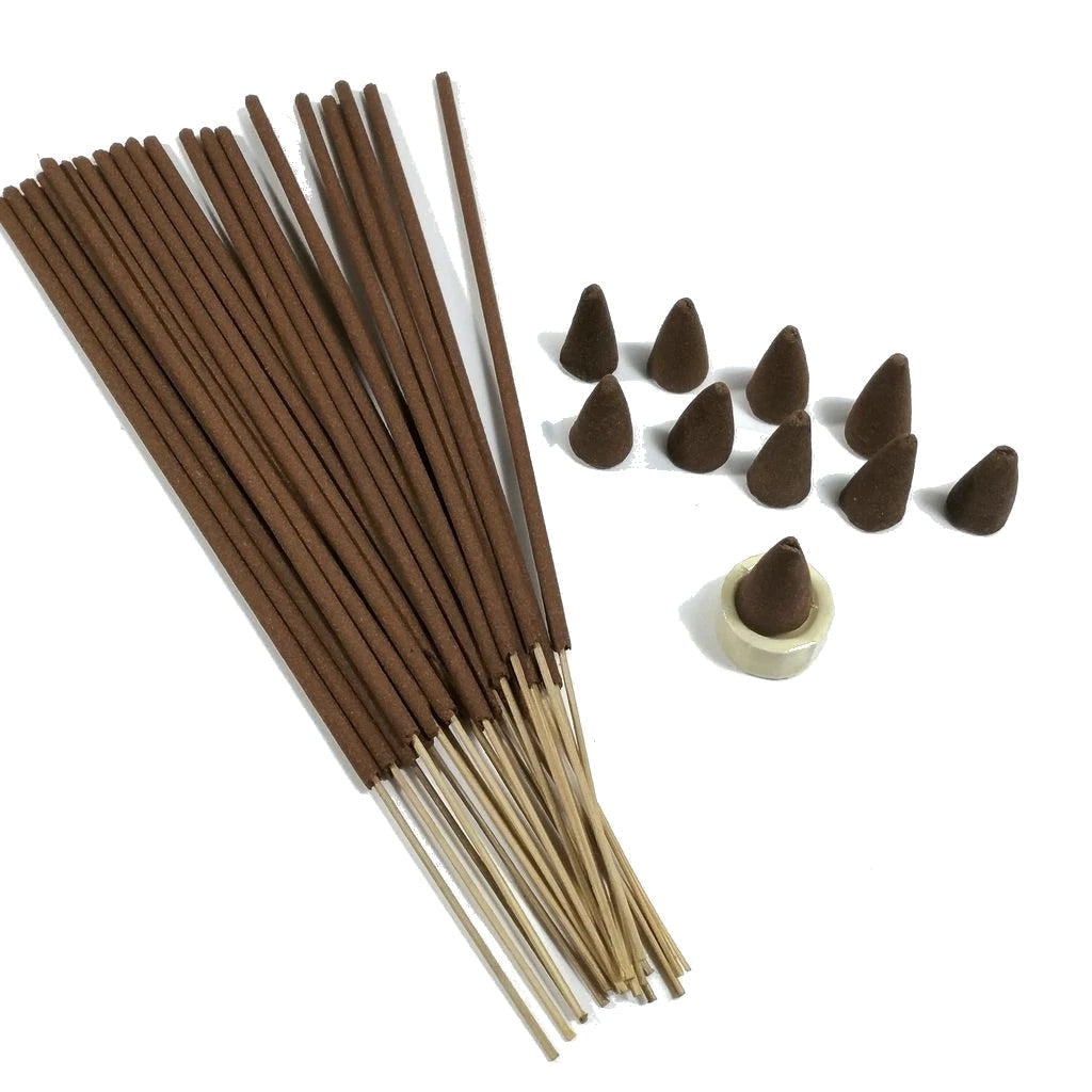 Ayurveda Incenso Pitta Set Bastoncini e Coni Gelsomino e Vaniglia - Bruciaincenso Incluso - clorophilla-shop