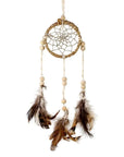 Acchiappasogni in Canapa Naturale con grani in legno e piume - clorophilla-shop