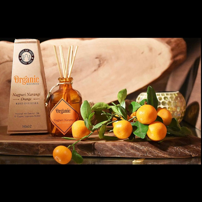 Organic Goodness "Nagpuri Narangi - Orange" Diffusore ambiente con Bastoncini - Fragranza Fresca di Agrumi - 100ml