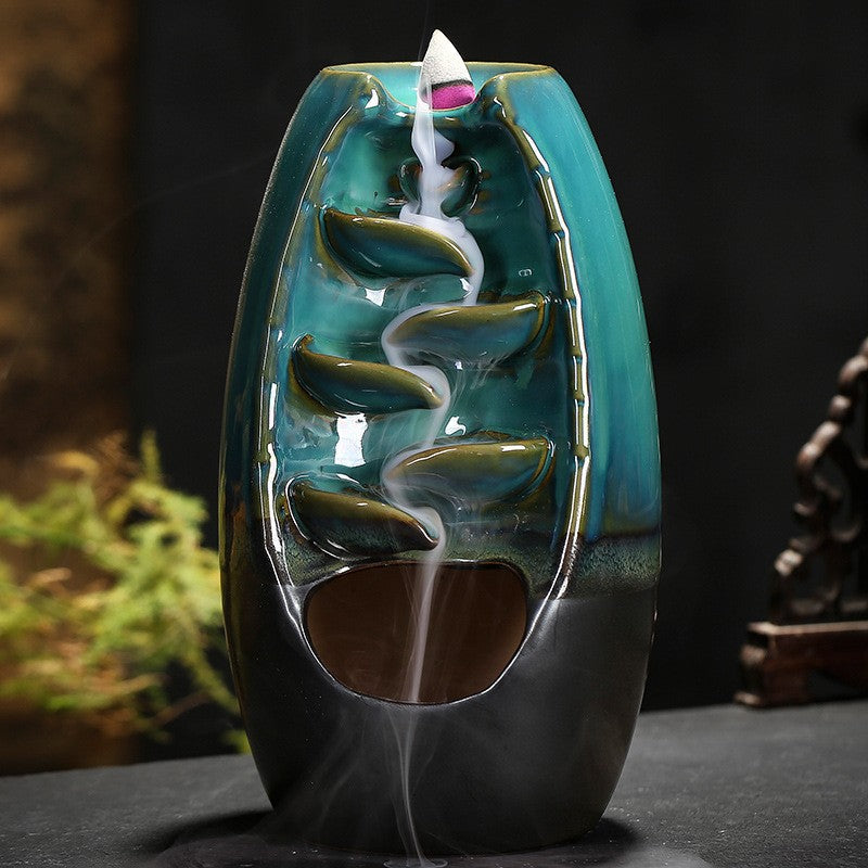 Bruciaincenso a cascata Totem blu in ceramica per incenso in coni - Po –  clorophilla-shop
