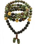 Samsara Mala Tibetana Turchese africano e Onice nero - Collana Rosario 108 grani
