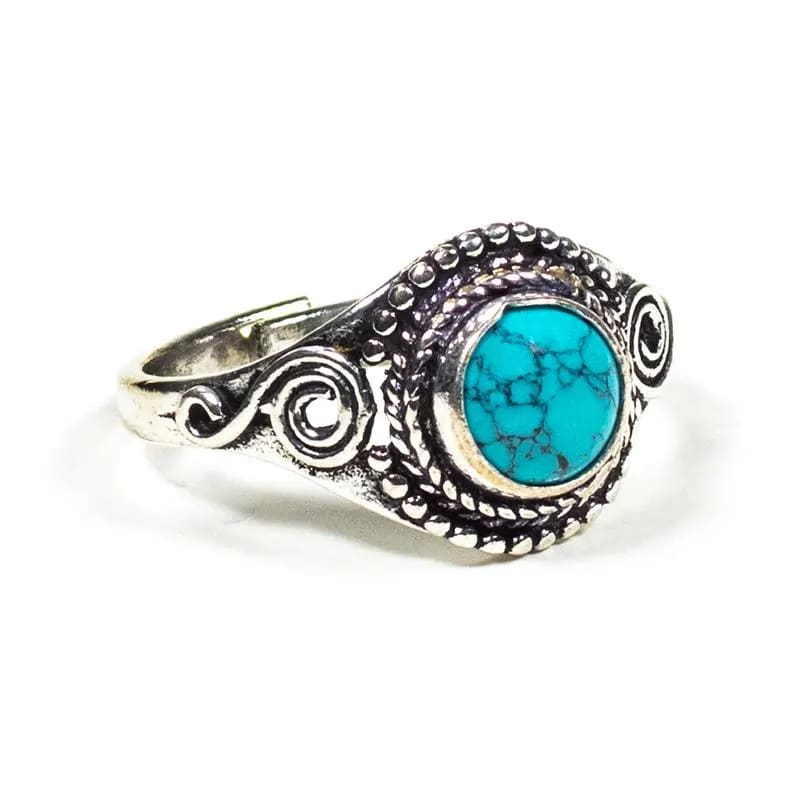 Anello con Turchese in ottone - Regolabile - clorophilla-shop