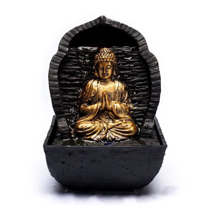 Fontana d'acqua Zen con Buddha in preghiera - Luce LED integrata - clorophilla-shop