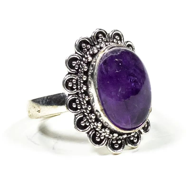 Anello con Ametista in ottone - Regolabile - clorophilla-shop