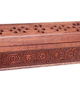 Bruciaincenso Scatola 7 Chakra in Legno Intagliato per Incenso in Bastoncini e Coni - Portaincenso 31cm - clorophilla-shop