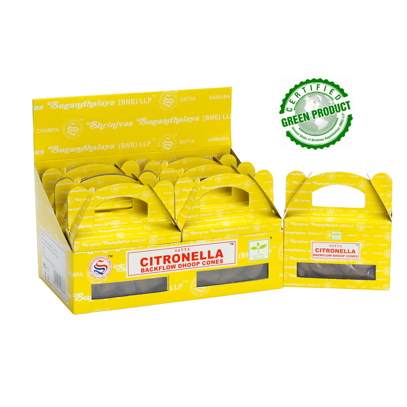 Satya CITRONELLA Coni Incenso a Reflusso Backflow per Bruciaincenso a cascata - 24 coni