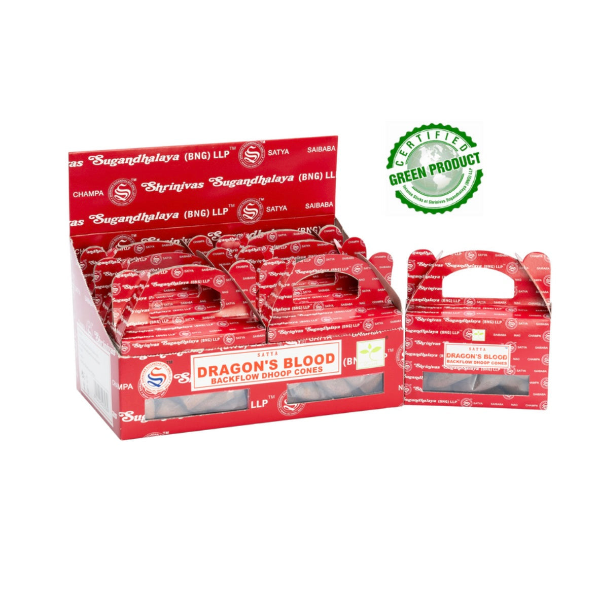 Satya DRAGON'S BLOOD Coni Incenso a Reflusso Backflow per Bruciaincenso a cascata - 24 coni