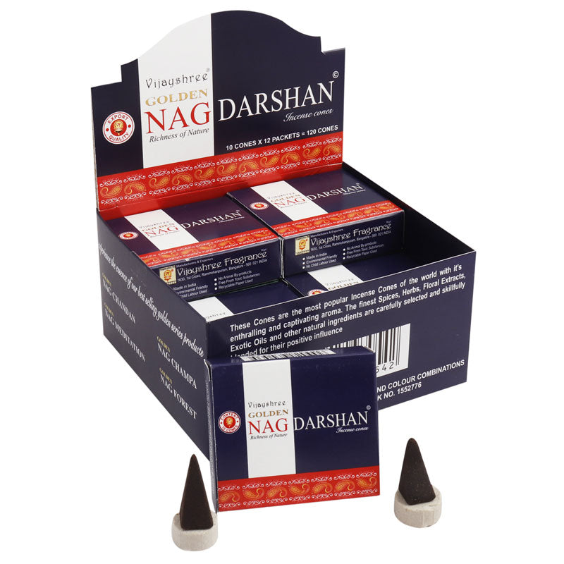 Vijayshree nag darshan incense in cones produced in India - Dhoop with 10pz - support included