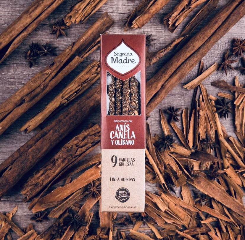 Sagrada Mother Cinnamon botanist incense in sticks - cinnamon, anise and oliban