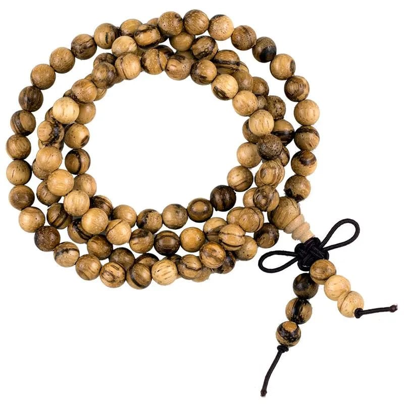 Mala Tibetana in Agarwood con filo elastico - Collana Rosario 108 Grani - Può essere usato anche come bracciale