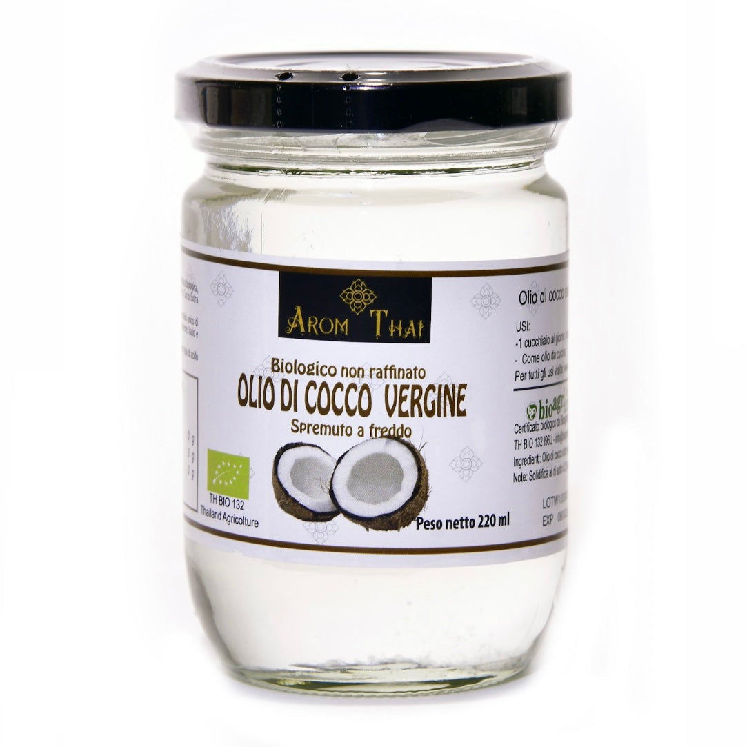 Arom Thai - Olio di Cocco puro 100% Biologico non raffinato Made in Thailandia - Diversi formati - clorophilla-shop