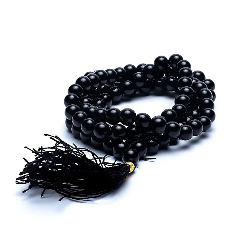 Mala Tibetana Onyx Black Quality AA With Nappa - Rosary necklace 108 Grani