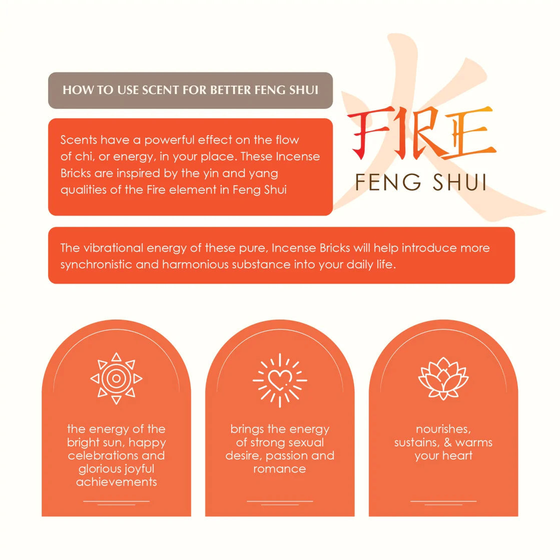 Aromafume Feng Shui FIRE Mattoncini Incenso Elemento Fuoco - Niente fumo e cenere - clorophilla-shop