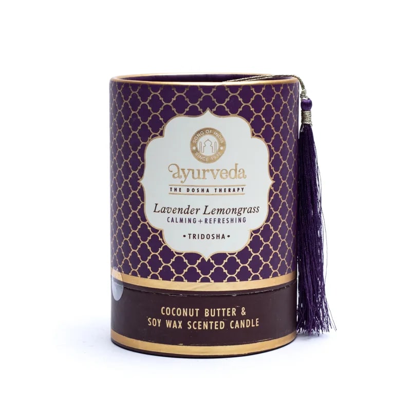 Ayurveda Candela profumata TRIDOSHA Lavender Lemongrass - Fragranza Lavanda e Citronella - clorophilla-shop