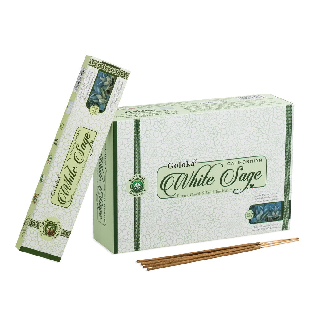 Goloka White Sage Californian Incenso in bastoncini - Salvia Bianca - Stick 15g - clorophilla-shop